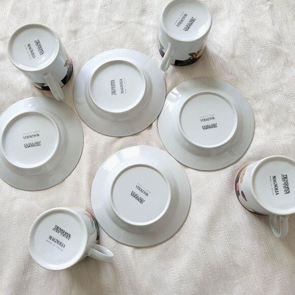 Tienshan Mug 8 piece Magnolia Flower Fine China Gold Trim Coffee Tea Cup - Picture 8 of 9